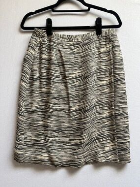 Rena Rowan 100% Silk Wrap Zebra-Print A-Line Skirt Sz 12